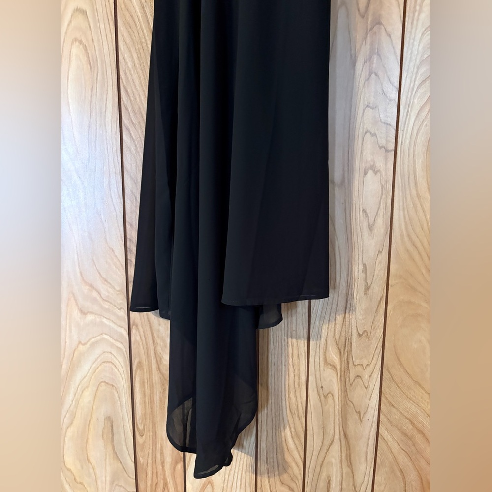Black Halter Rosette Asymmetrical Dress - Picture 8 of 10